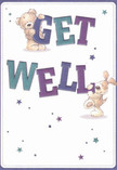 Joyful, bright, and full of optimism, this get well card channels Chalk Farm's sense of neighbourly cheer. Two lovable characters-a soft, brown teddy bear and a spirited, floppy-eared puppy-come alive as they steady the prominent, colourful letters of 'Get Well' in radiant indigo and teal brushstrokes. Their expressive, rounded faces communicate gentle reassurance and hope, while textured fur so wonderfully illustrated seems to invite a warm embrace. Across the creamy, pristine background, twinkling starbursts in shades of blue and violet hint at the magic of a wish granted, much like the feeling of new blooms delivered by Flowers Chalk Farm on a sunny morning near Regent's Park. The composition, with its blend of artistic whimsy and genuine sincerity, offers both a visual smile and an emotional balm-perfect for lifting the spirits of someone recovering in Chalk Farm or for sending heartfelt encouragement to a loved one nearby.
